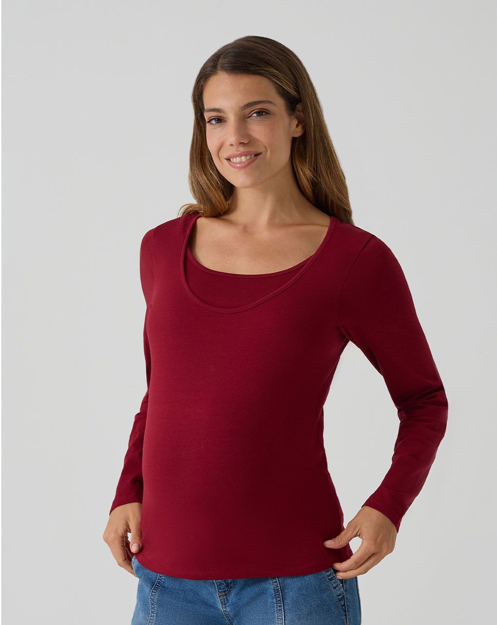 T-shirt allattamento rossa maniche lunghe