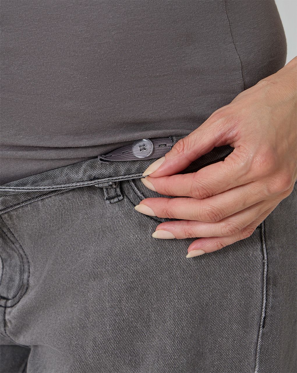 Pantalone premaman denim grigio gamba larga