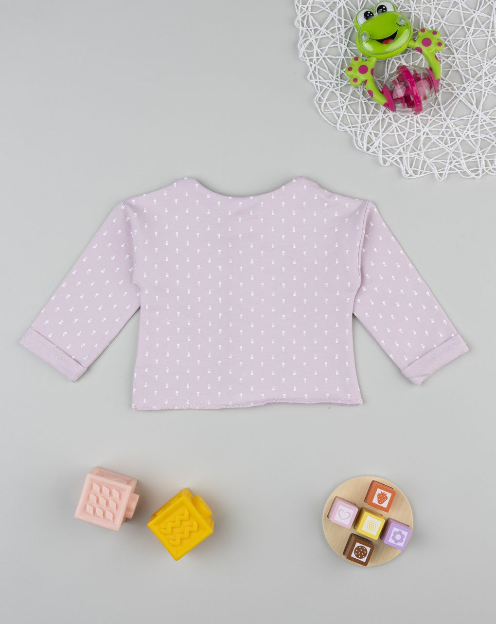 Cardigan neonata rosa con allover