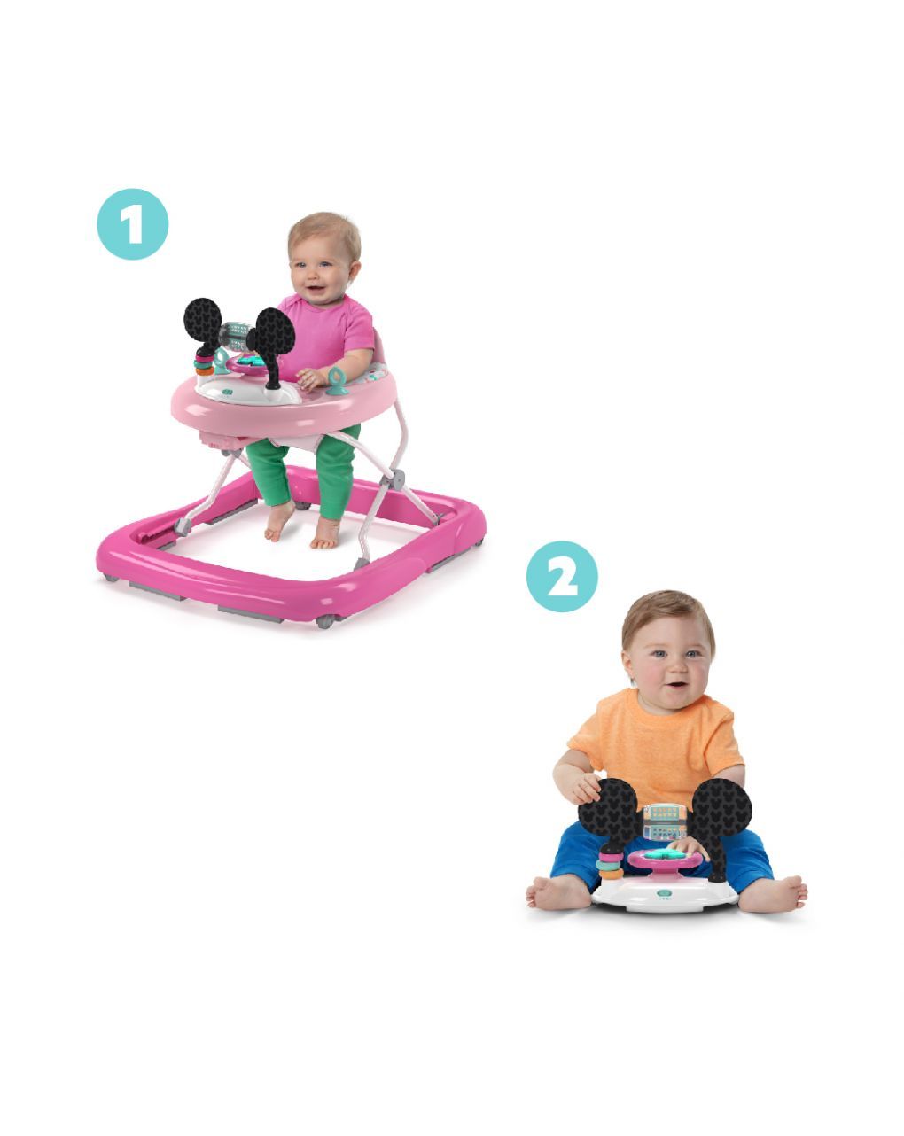 Minnie mouse tiny trek™ walker, forever besties™, 2-in-1 walker - bright starts