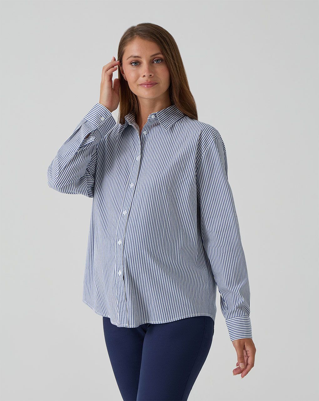 Camicia premaman righe bianche blu