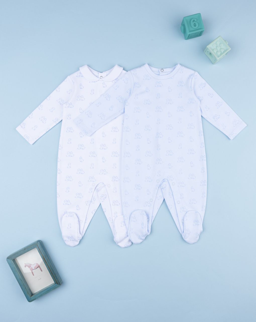 Pack 2 tutine bimbo bianco/azzurro allover