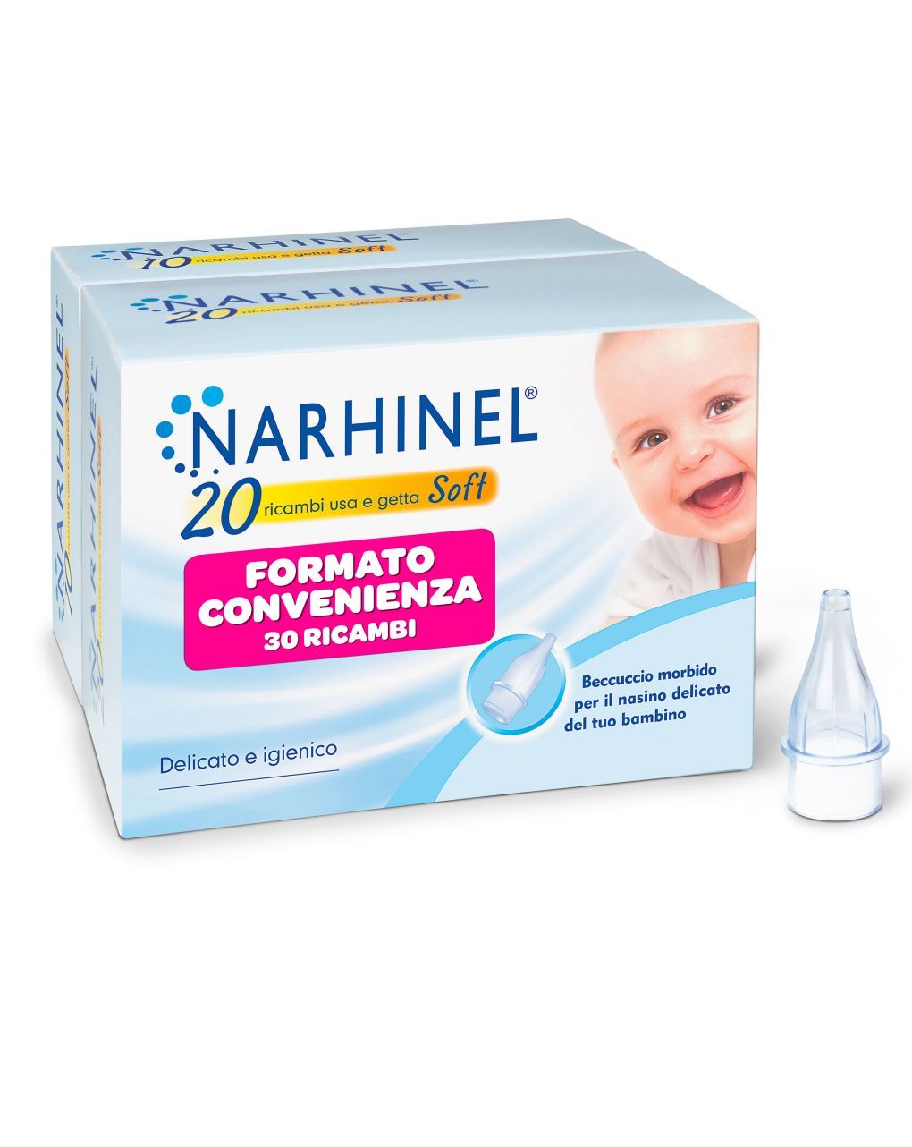 Ricambi per aspiratore nasale soft - 20+10 pezzi - narhinel