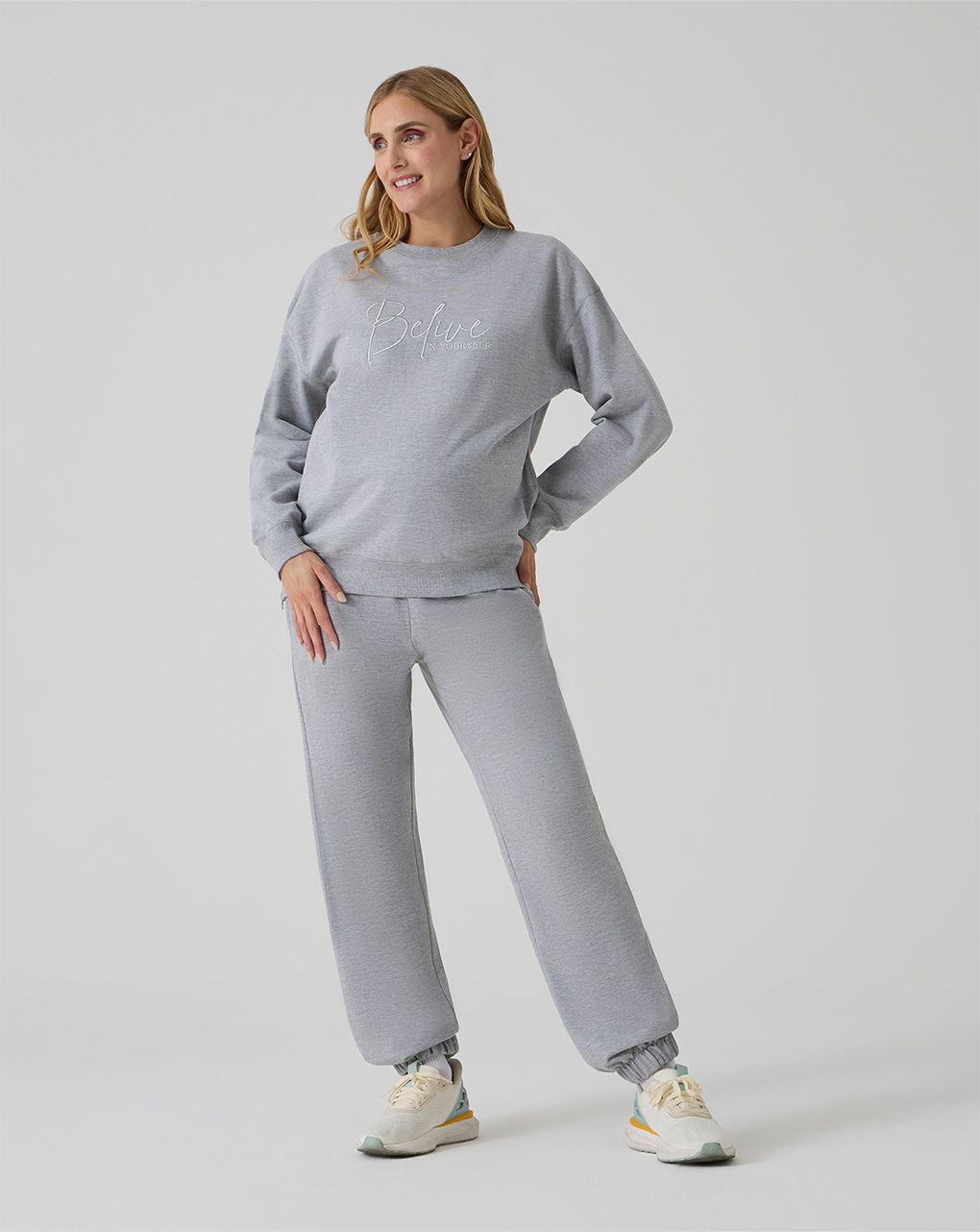 Pantalone gravidanza in felpa grigio chiaro