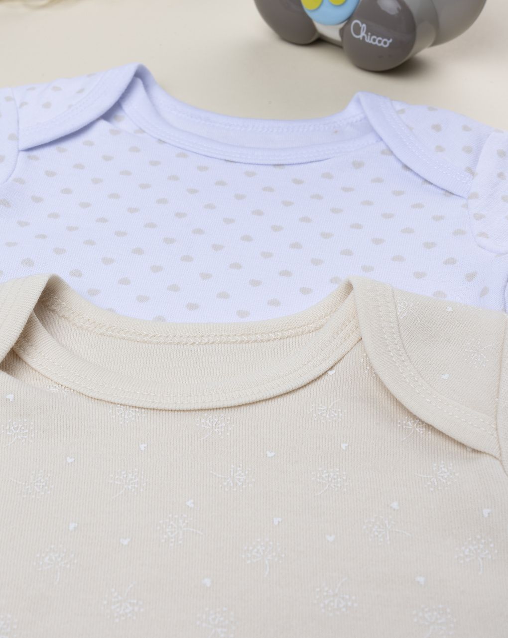 Pack due body bimaglia neonata bianco/beige