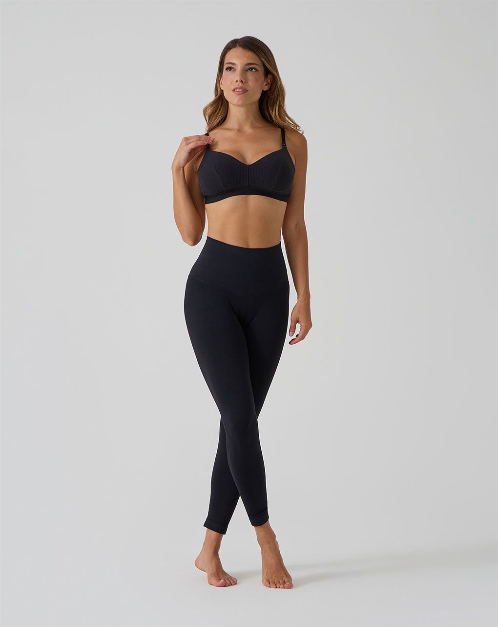 Reggiseno allattamento nero costine