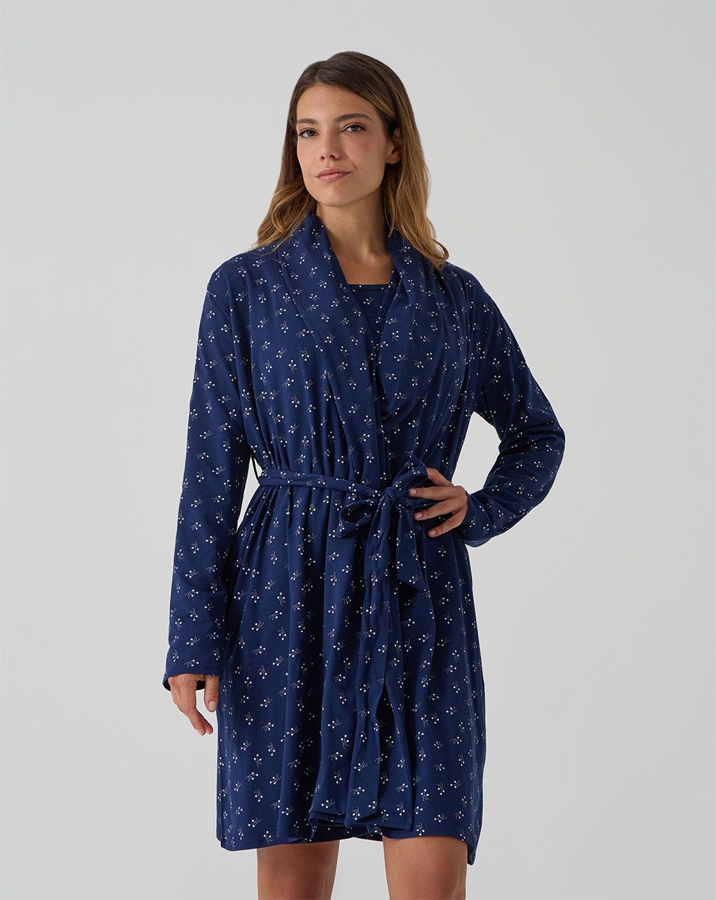 Vestaglia premaman blu con fiori allover