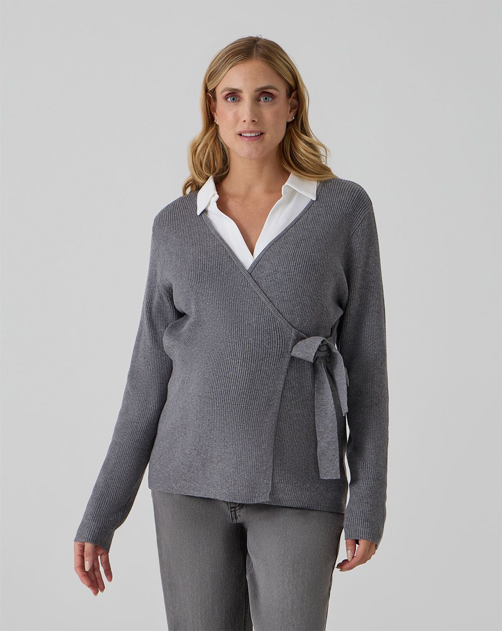 Cardigan portafoglio grigio premaman