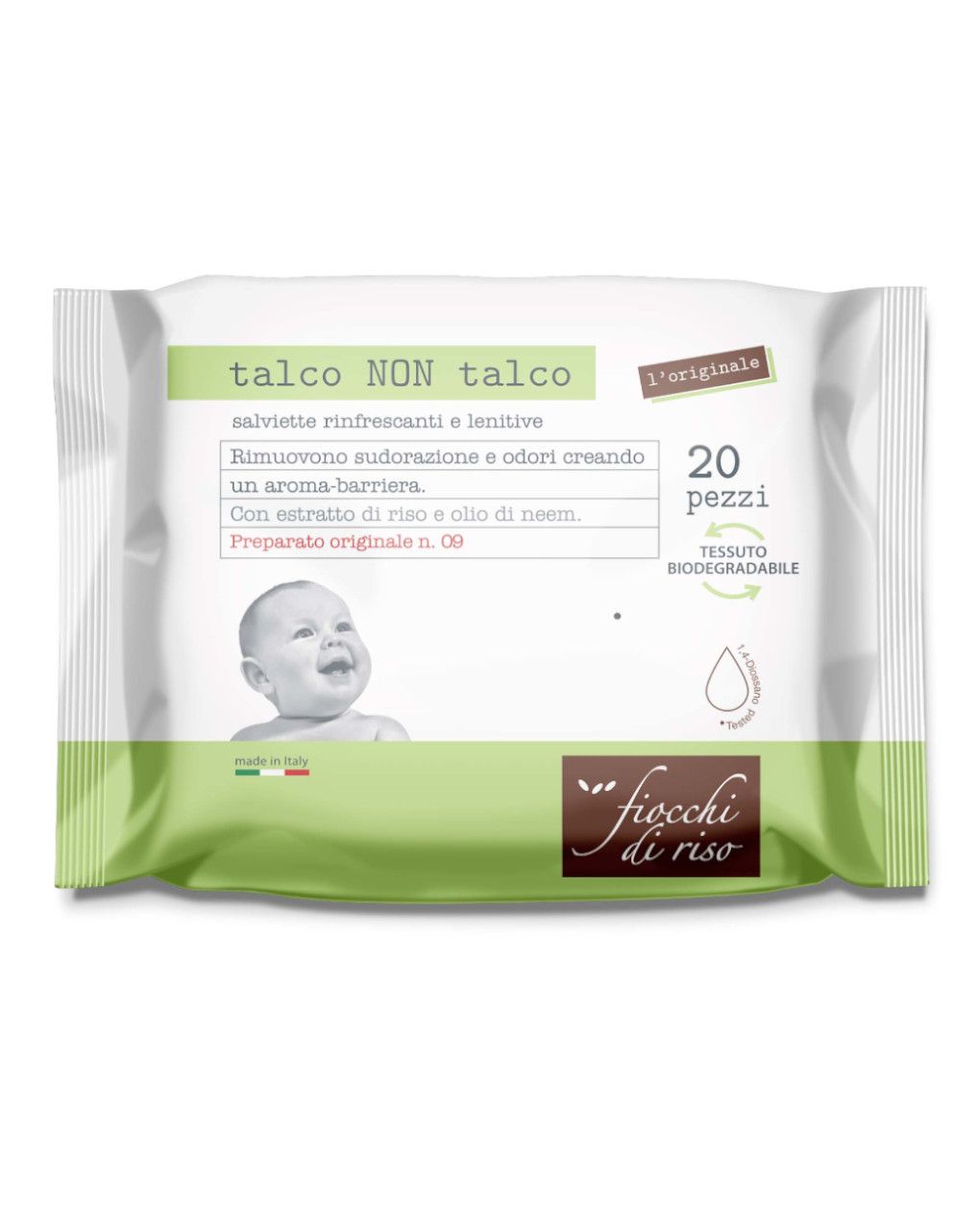 Salviette talco non talco 20 pezzi - fiocchi di riso