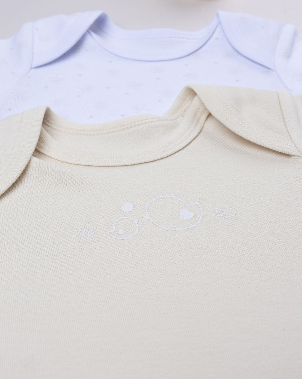 Pack 2 body bimba beige/bianco scollo americana
