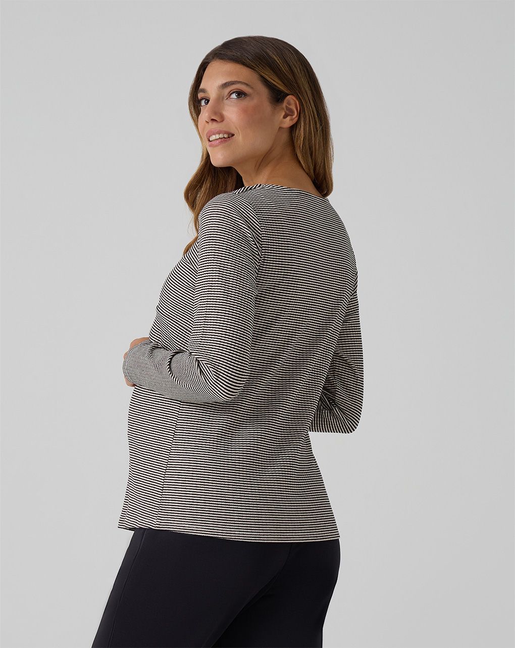 T-shirt allattamento maniche lunghe nero/beige