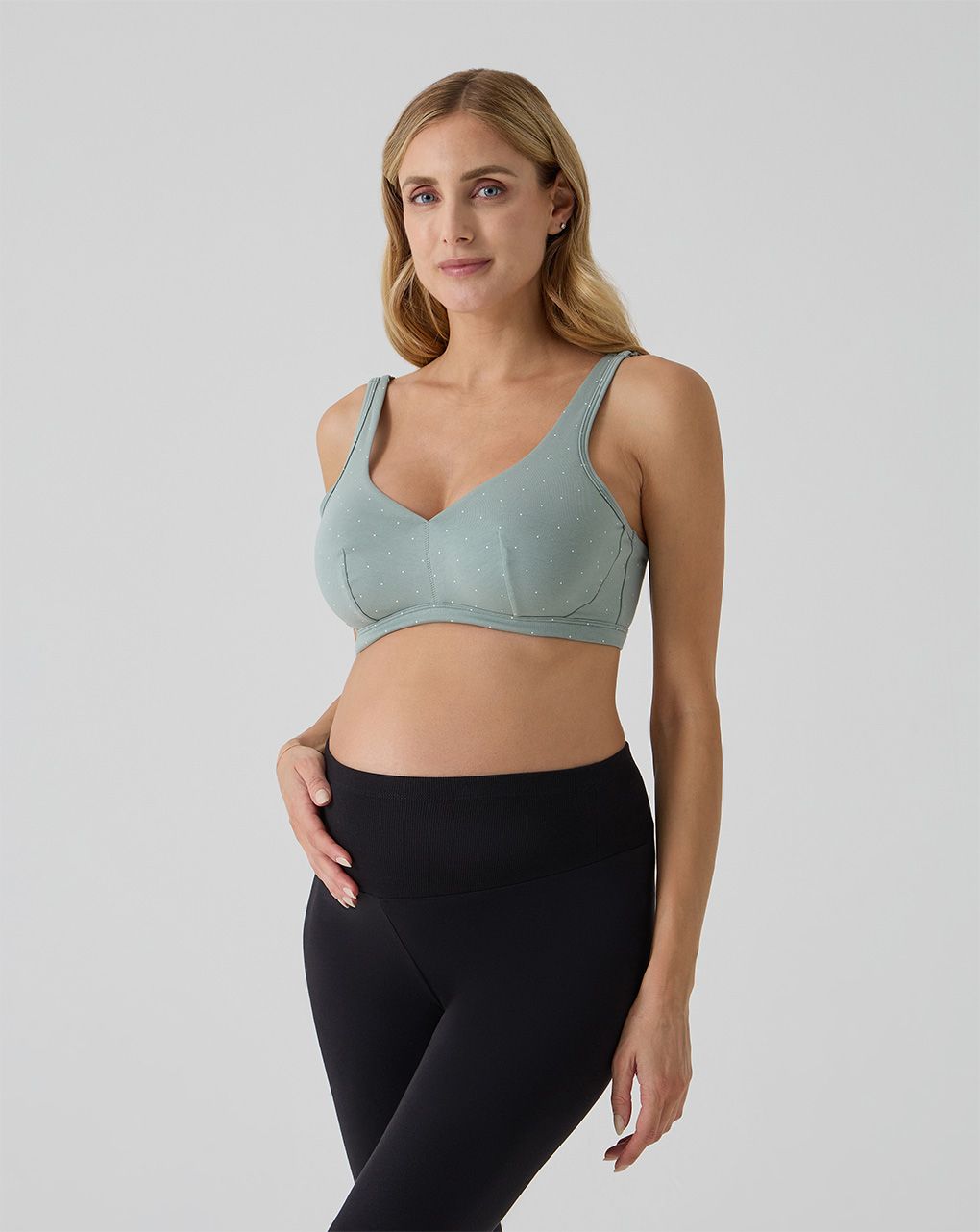 Reggiseno premaman senza ferretto verde e pois