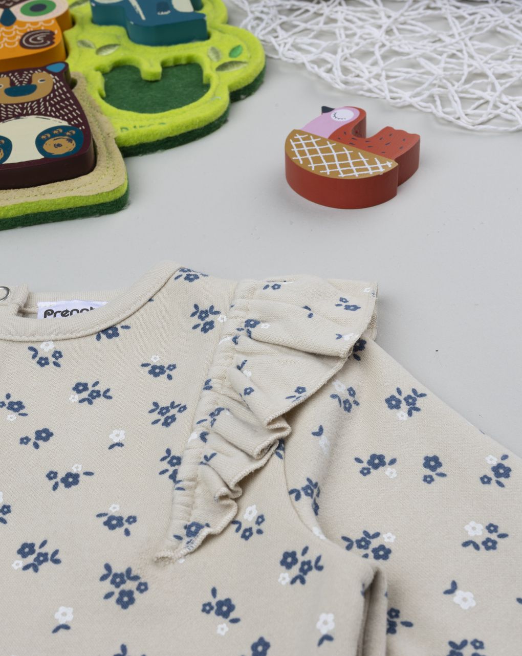 Jogger bimba beige/blu allover