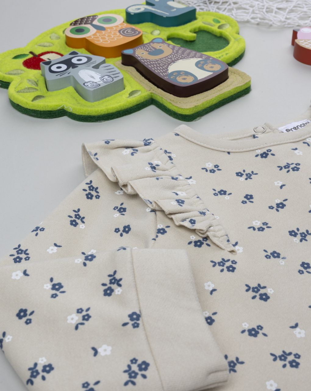 Jogger bimba beige/blu allover