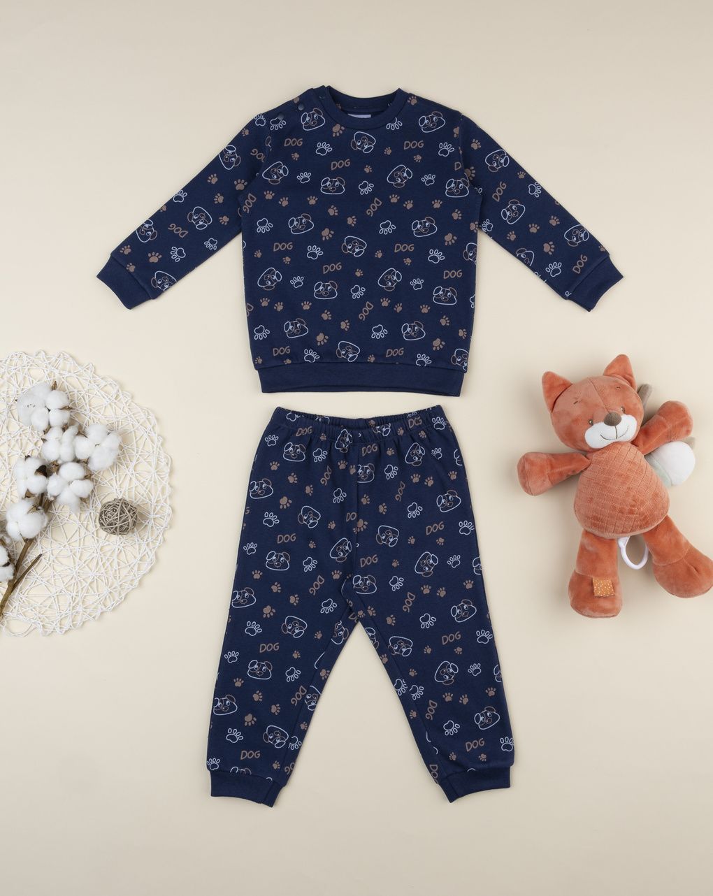 Pigiama bimbo blu stampa cani allover
