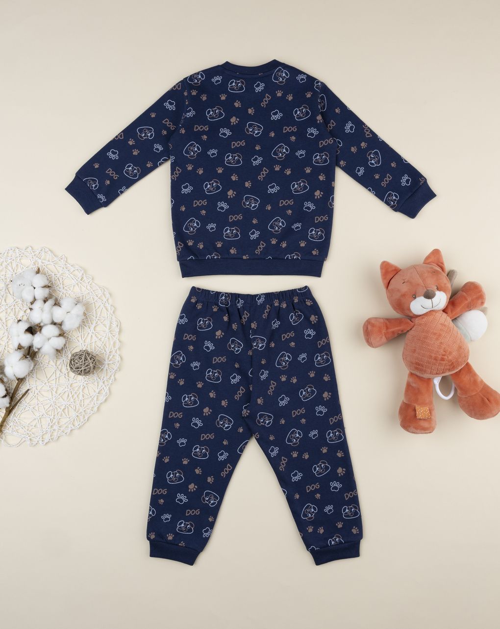 Pigiama bimbo blu stampa cani allover