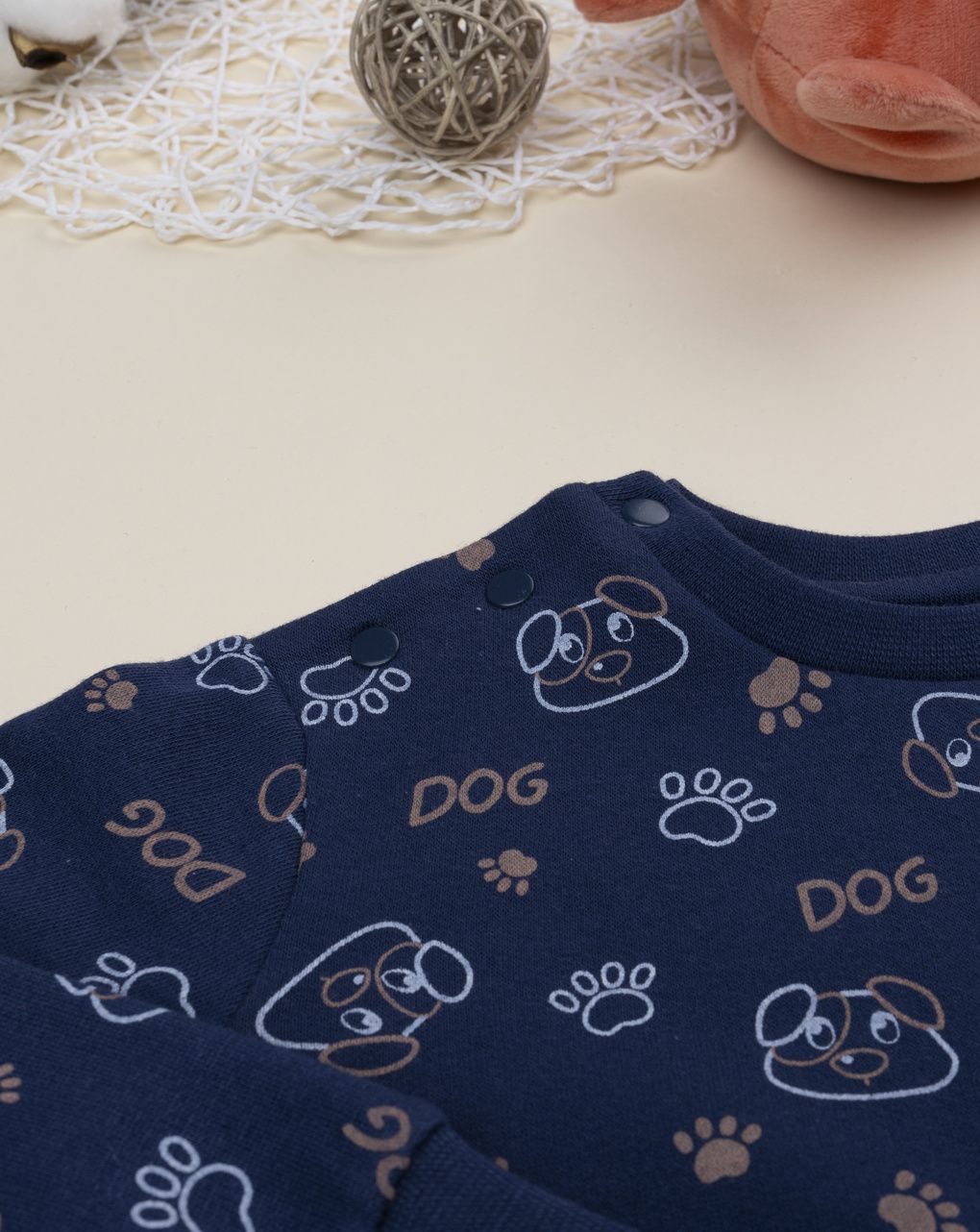 Pigiama bimbo blu stampa cani allover