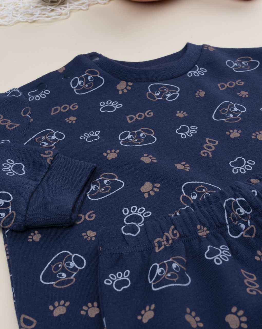 Pigiama bimbo blu stampa cani allover