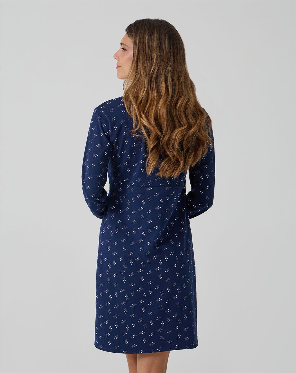 Camicia da notte allattamento blu fiori allover