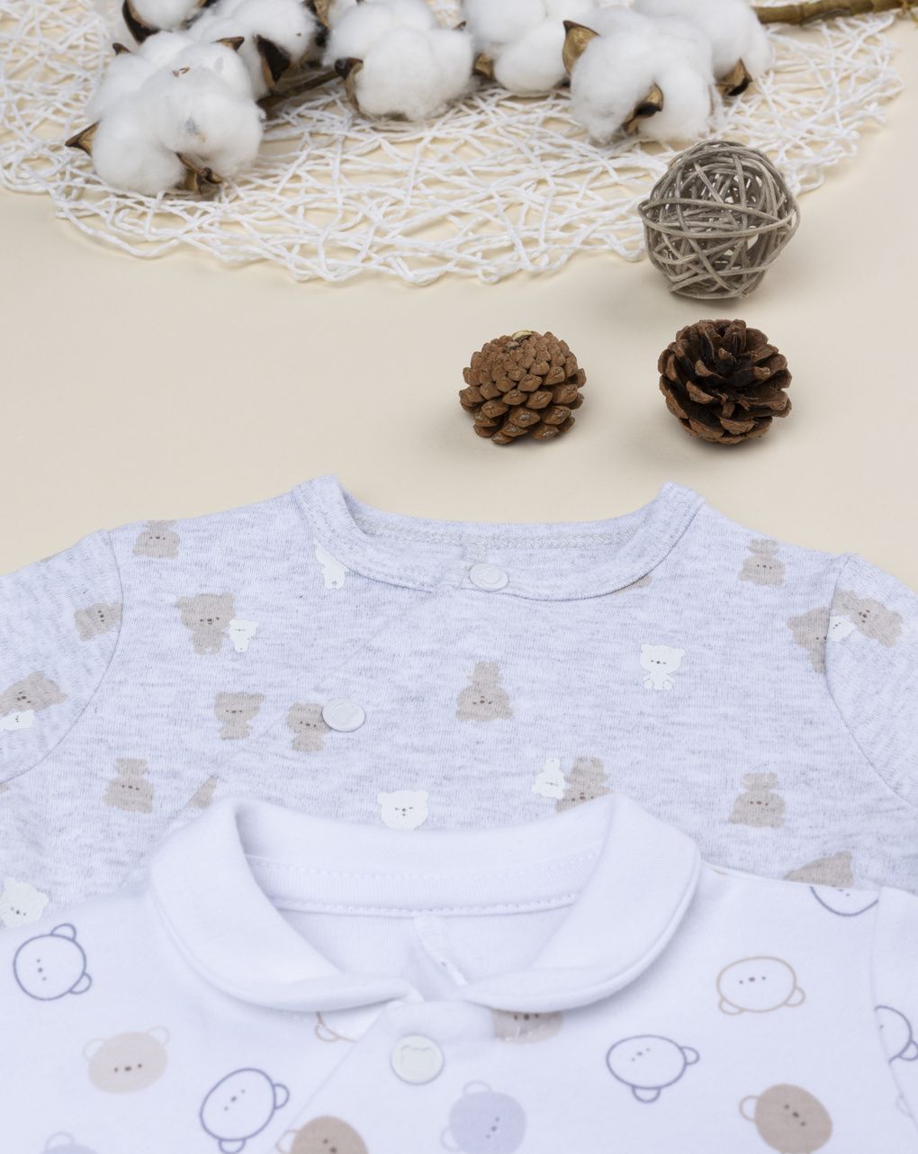 Pack 3 tutine neonato grigio/bianco orsetti