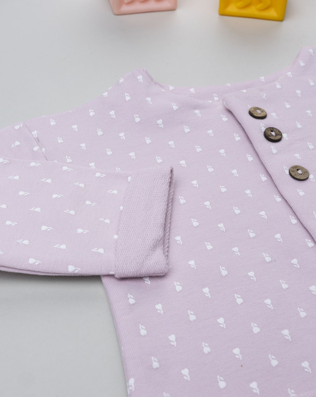 Cardigan neonata rosa con allover