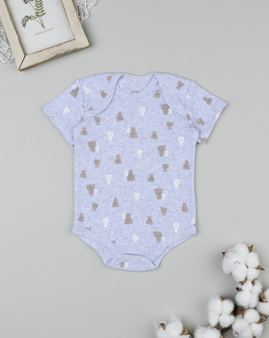 Body bimbo grigio orsetti allover