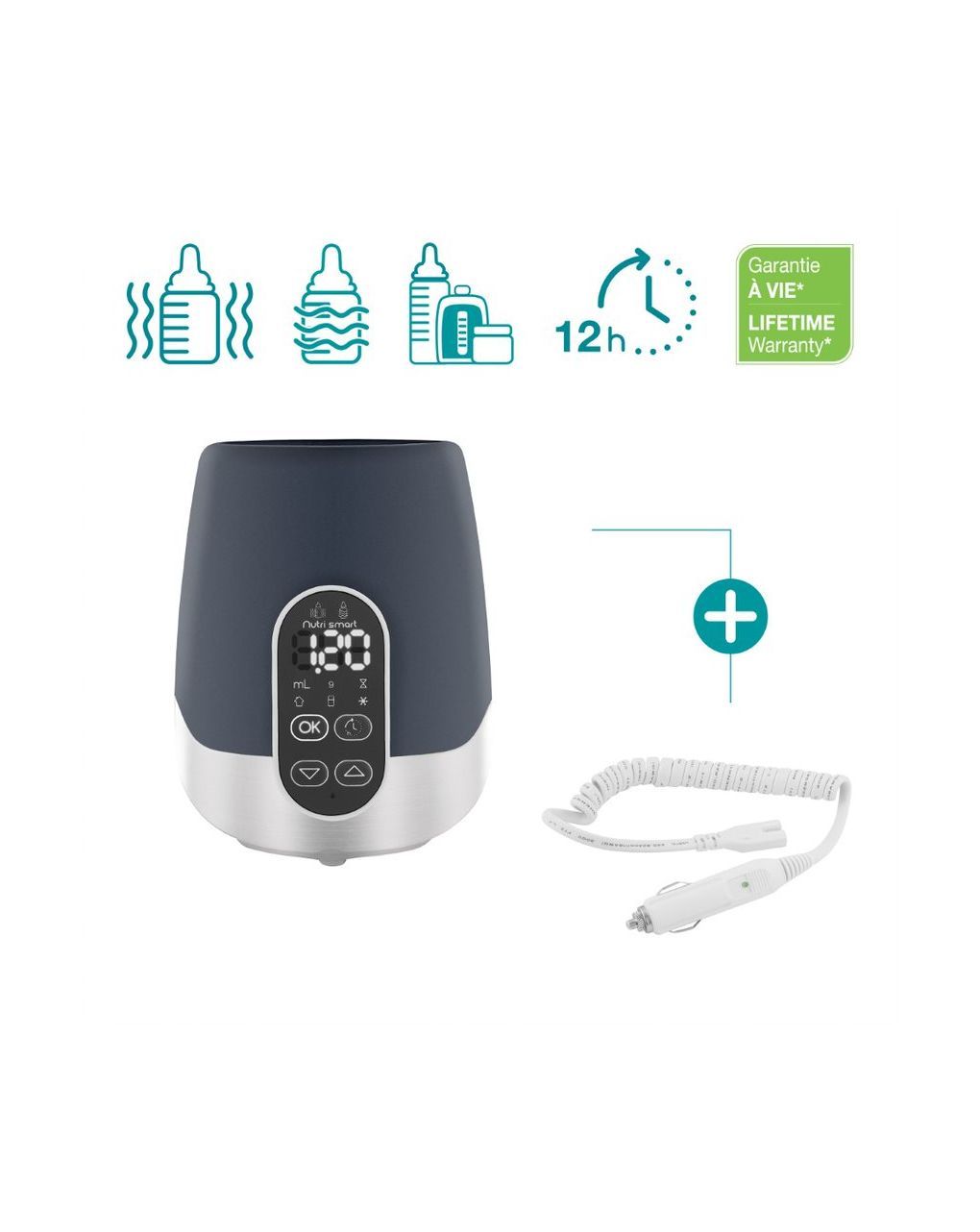 Nutrismart scaldabiberon digitale casa auto (bagnomaria/vapore) - babymoov