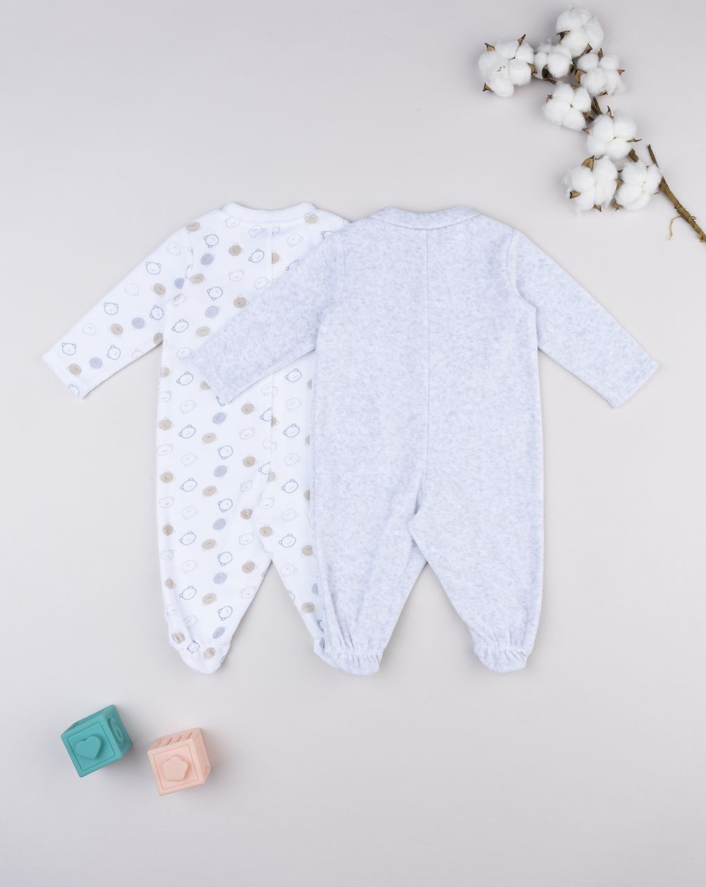 Pack 2 tutine bimbo bianco/grigio orsetti