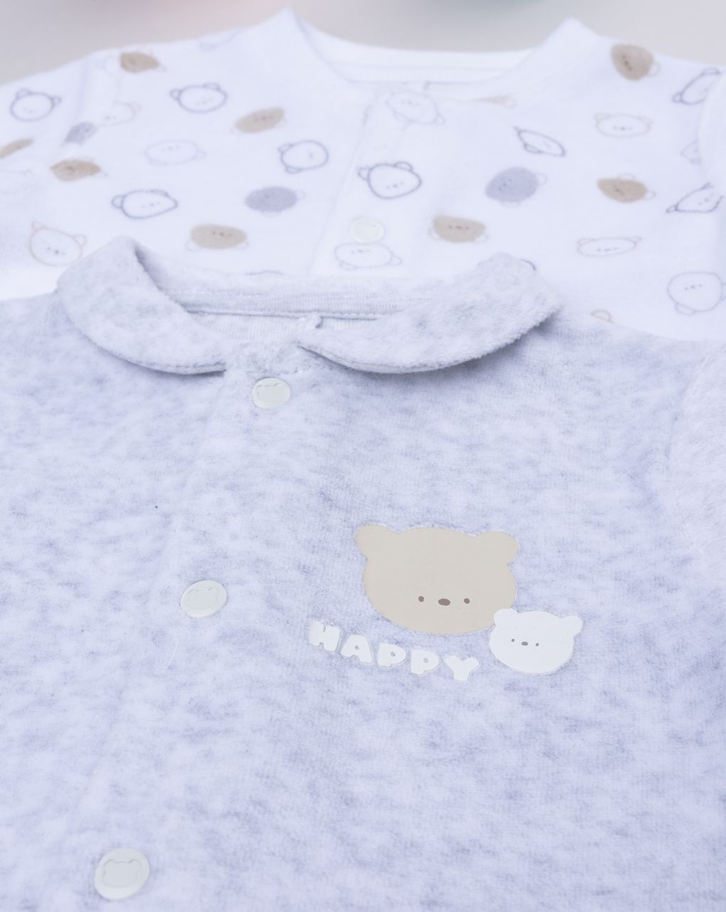 Pack 2 tutine bimbo bianco/grigio orsetti