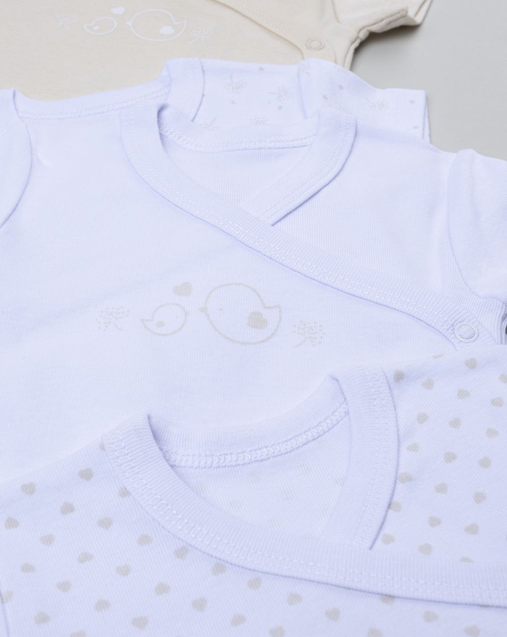 Pack 5 body neonata beige/bianco