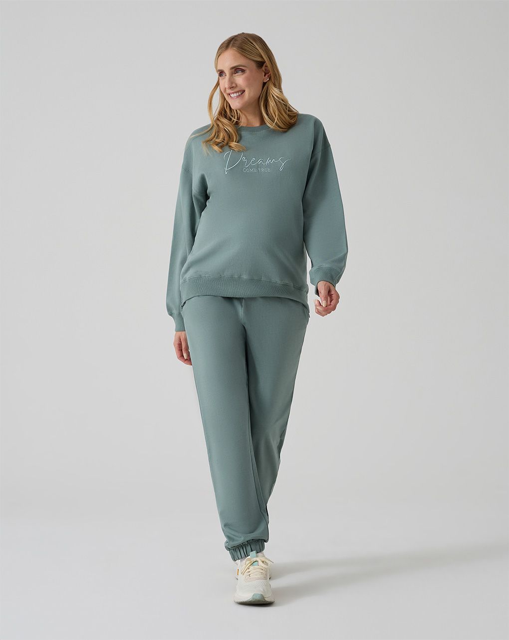 Pantalone gravidanza in felpa verde chiaro