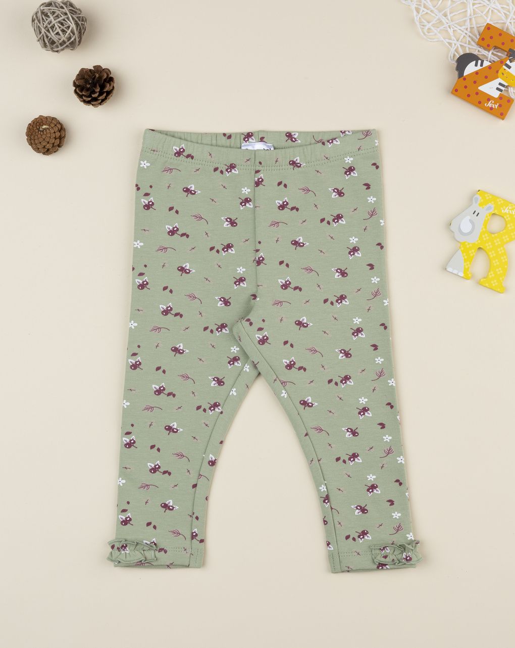 Legging bimba verde stampato