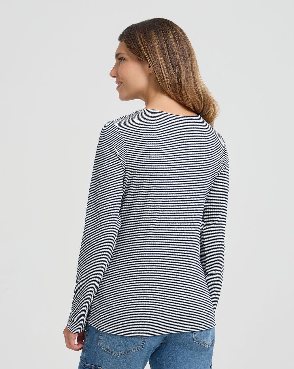 T-shirt allattamento a righe binache blu