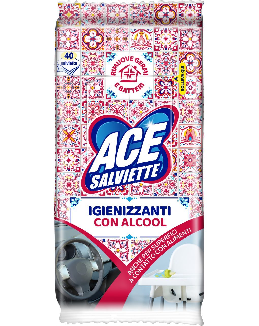 Salviette igienizzanti con alcool x40 - ace