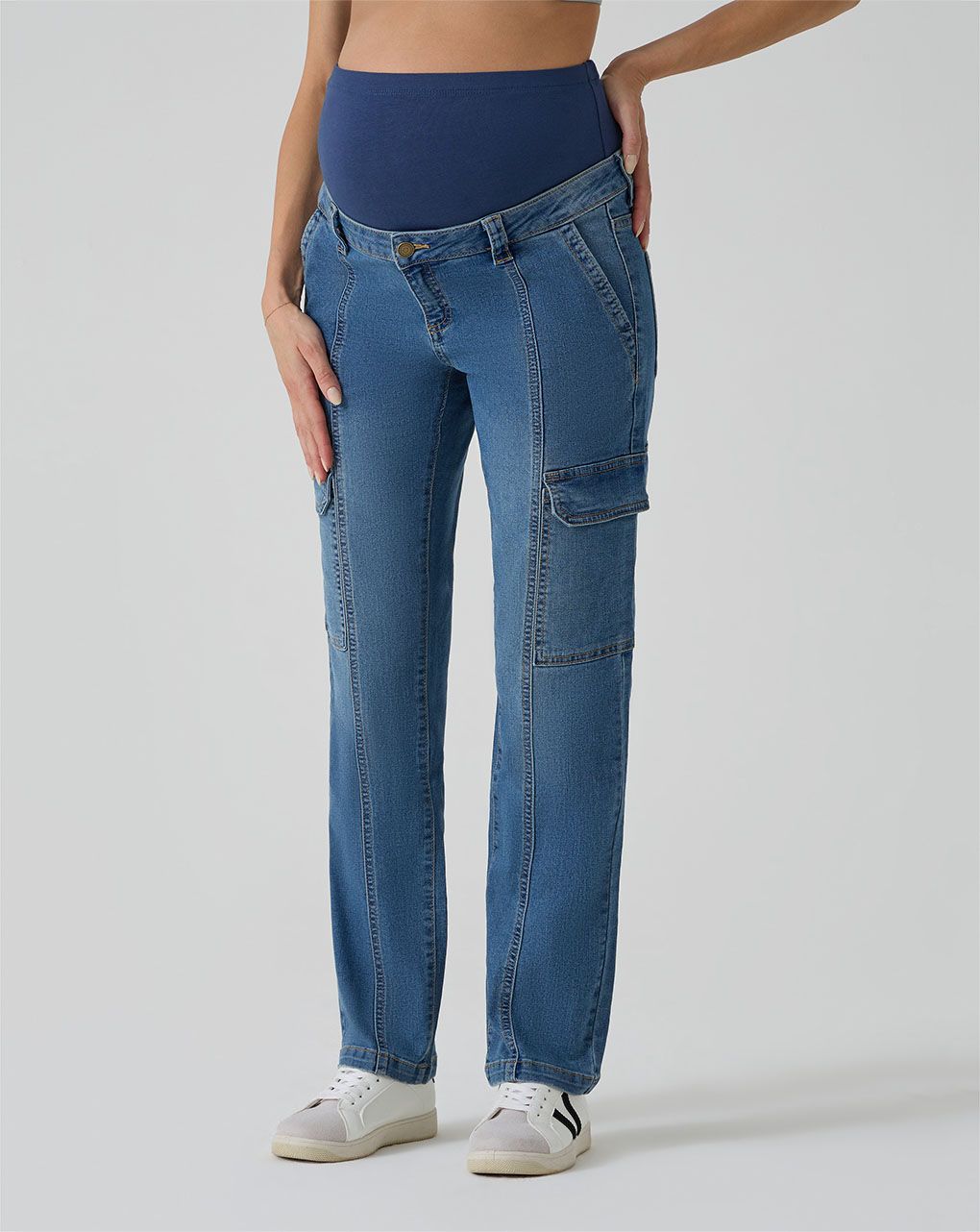 Pantalone premaman denim cargo