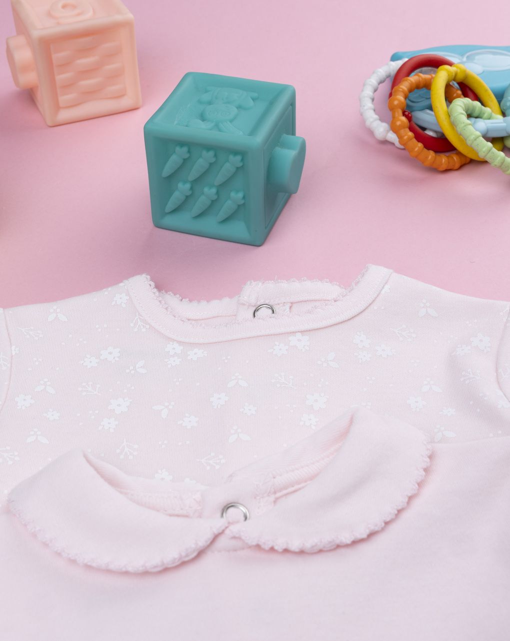 Pack 3 tutine neonata interlock bianco/rosa