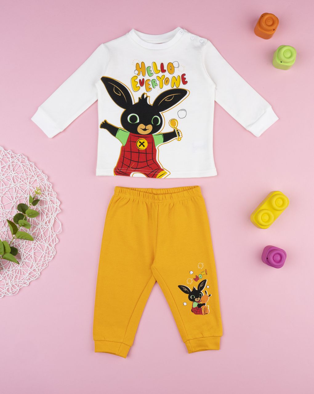 Pigiama due pezzi bimbo bing bianco/arancione