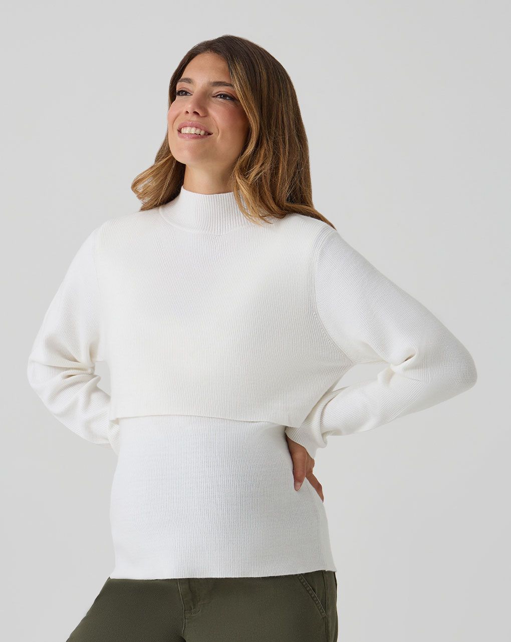Lupetto tricot bianco premaman