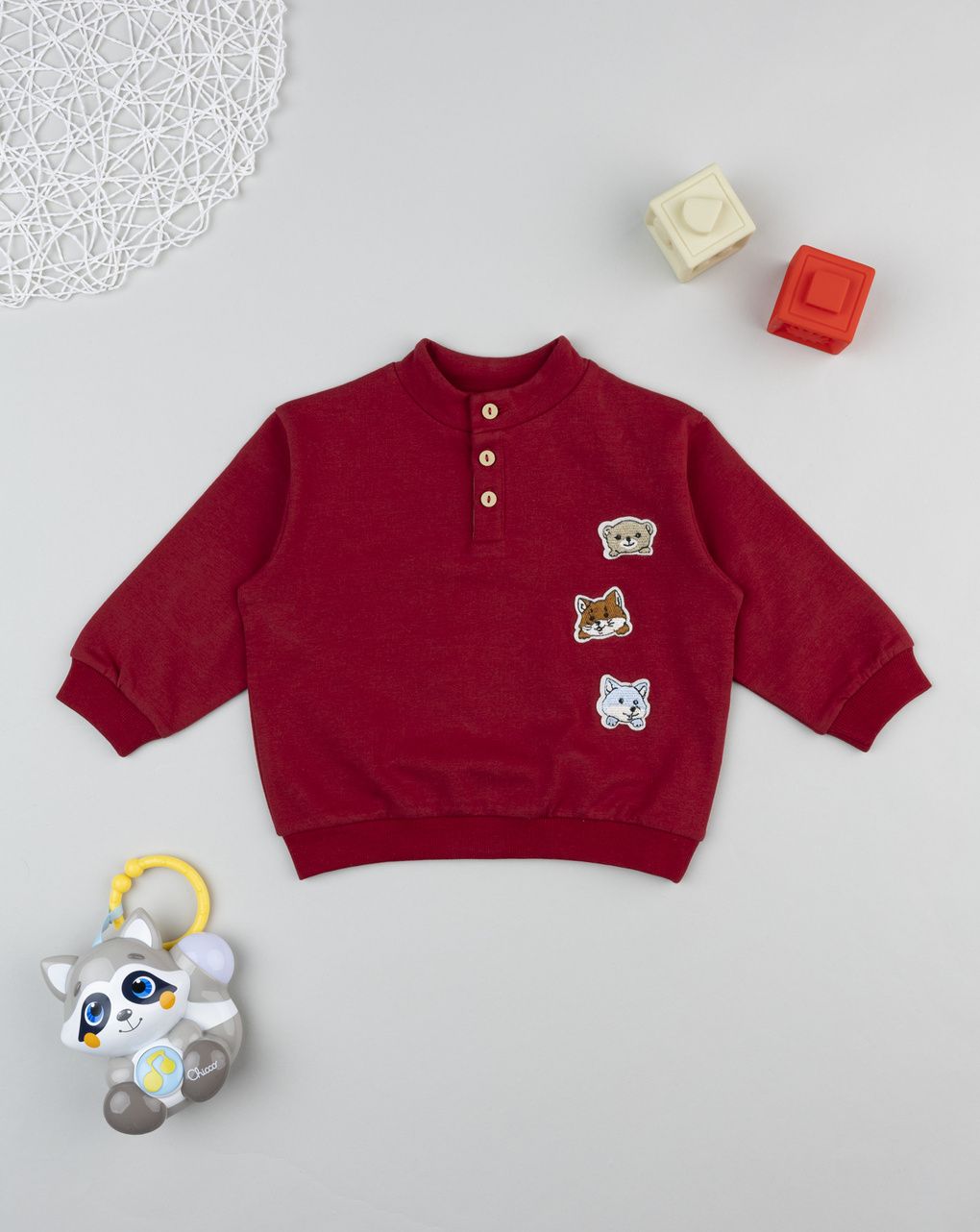 Felpa bimbo bordeaux con stampa