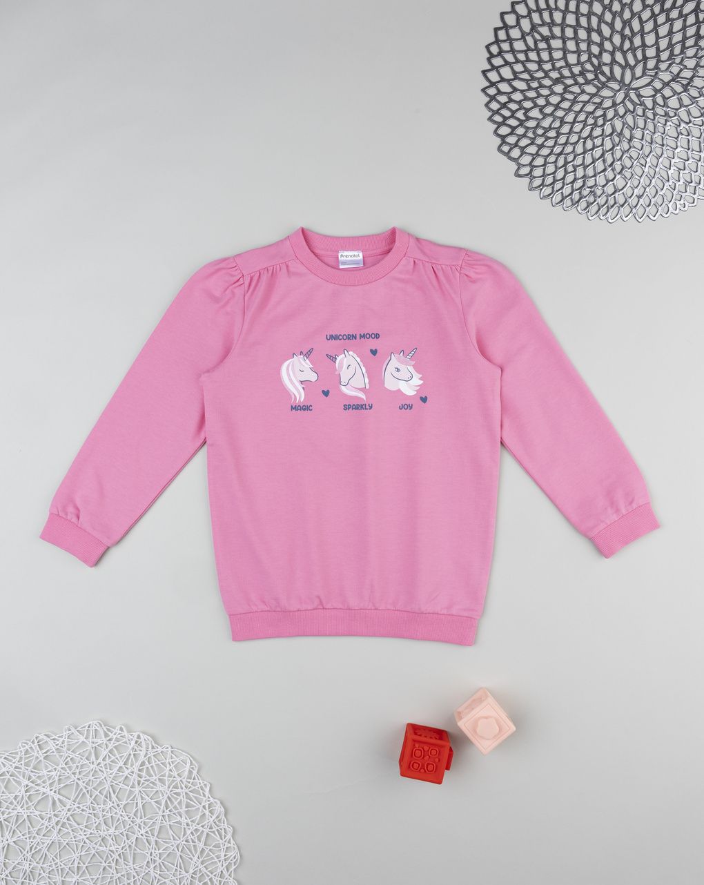 Felpa bambina rosa stampa unicorni