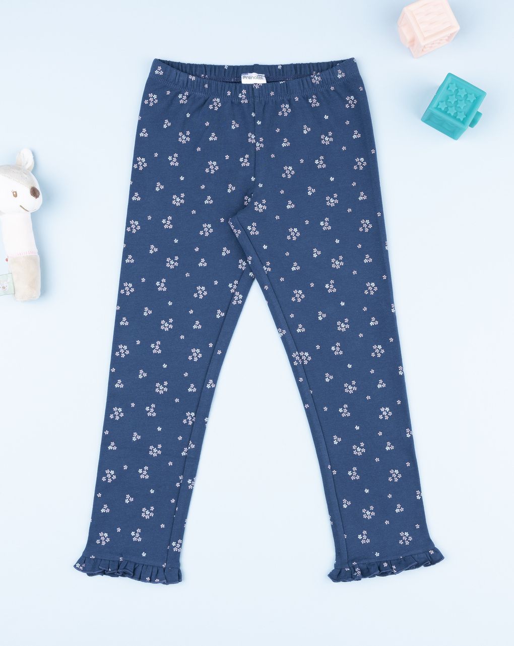 Legging bambina blu micro fiori