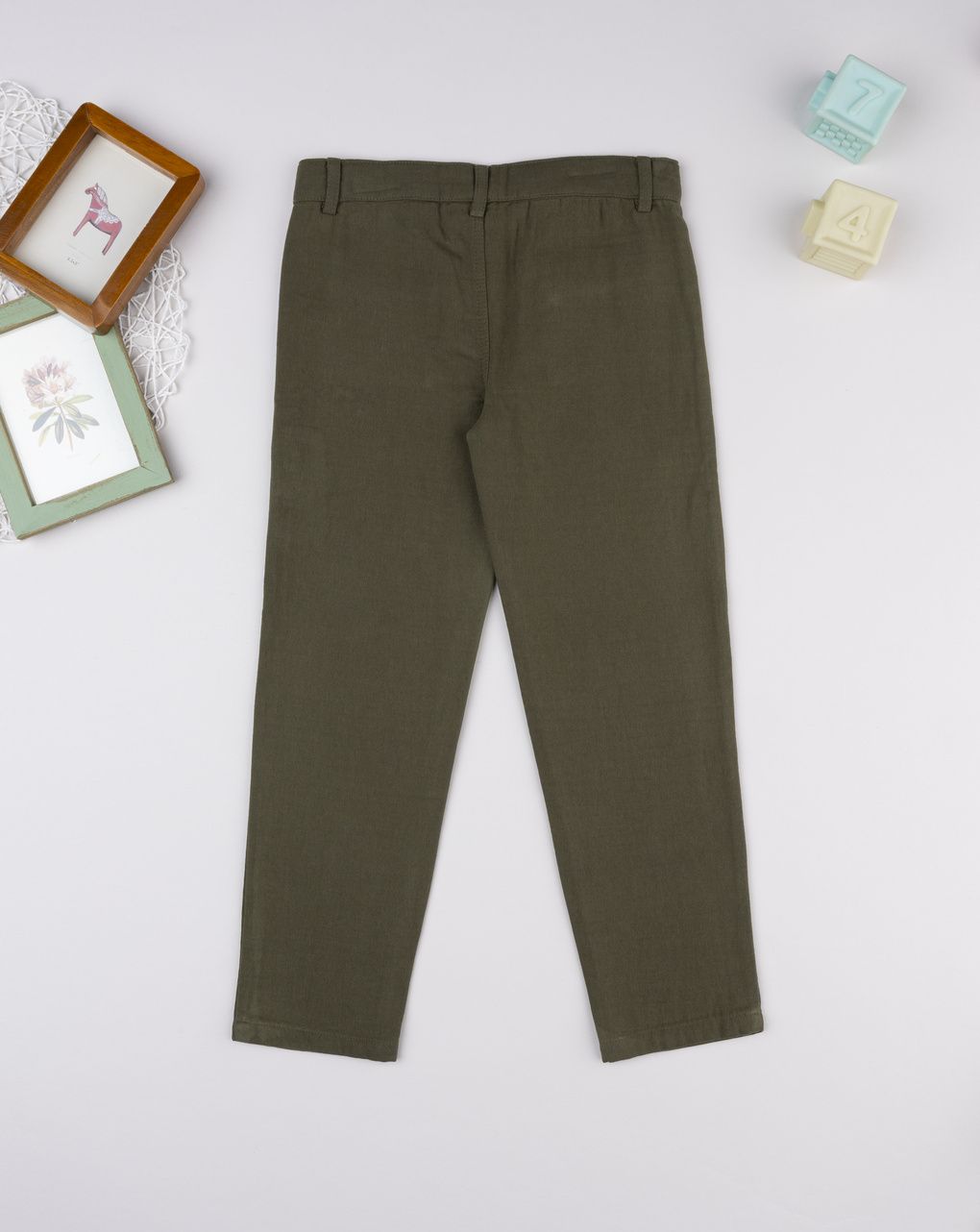 Pantalone bambina verde con ricamo