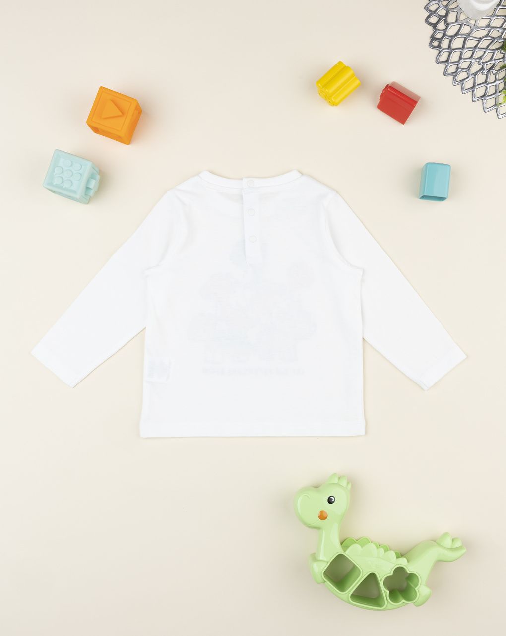 T-shirt bimbo bianca stampata dino