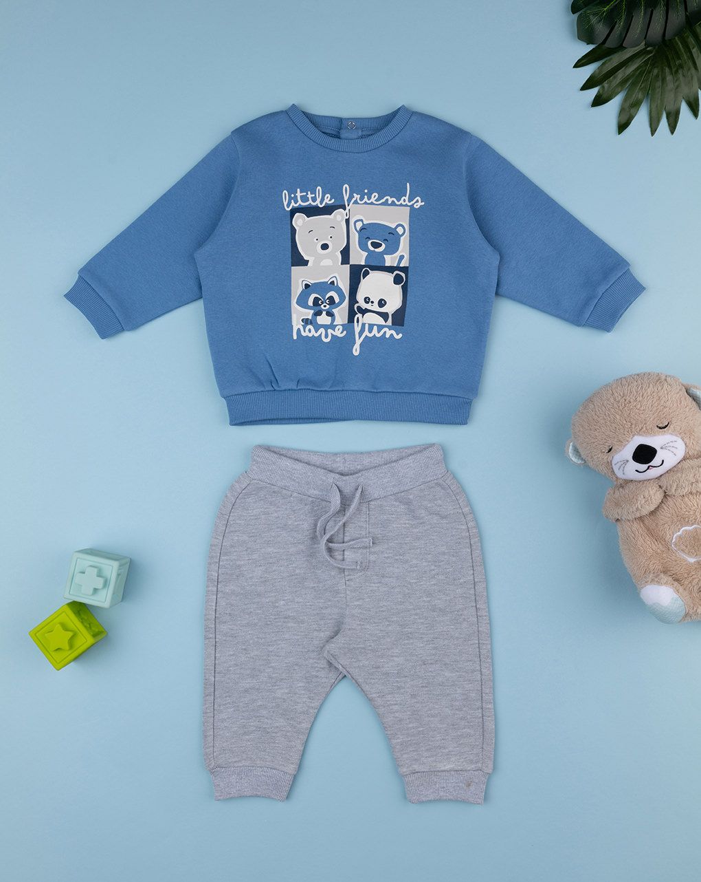 Jogger bimbo blu/grigio orsetti