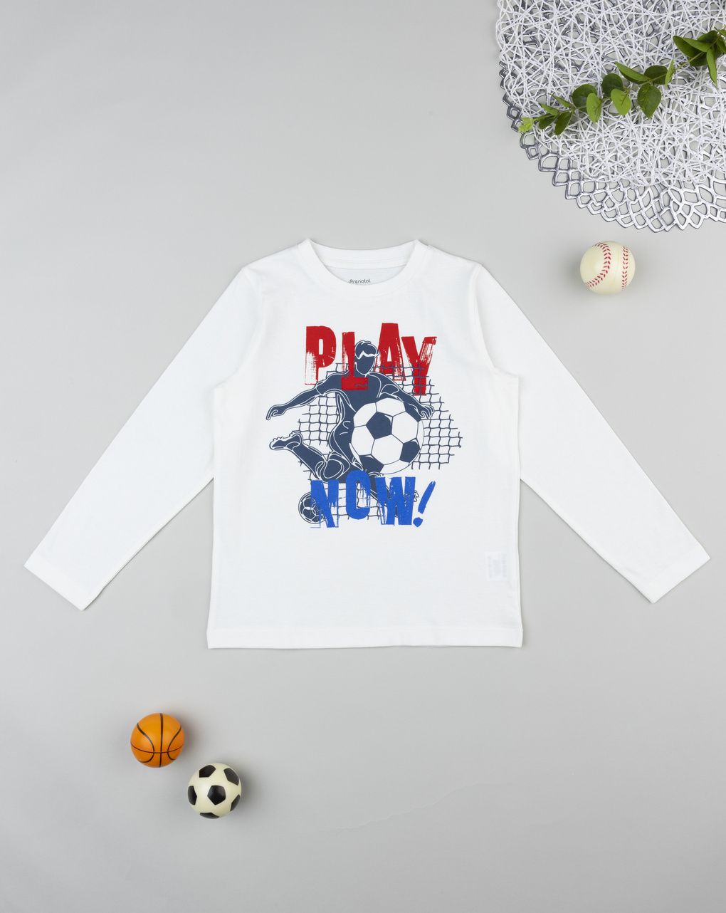 T-shirt bambino bianca stampa soccer