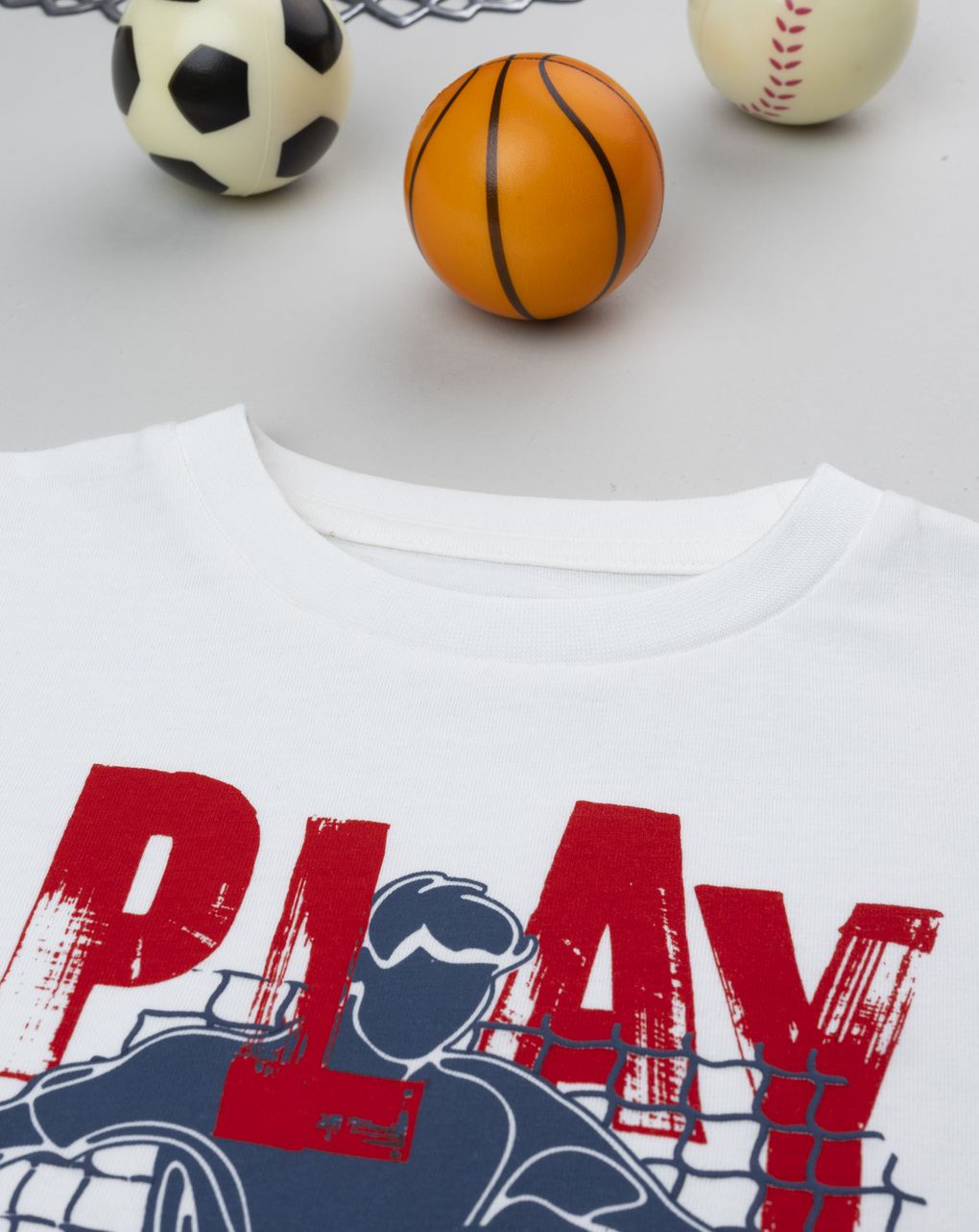 T-shirt bambino bianca stampa soccer