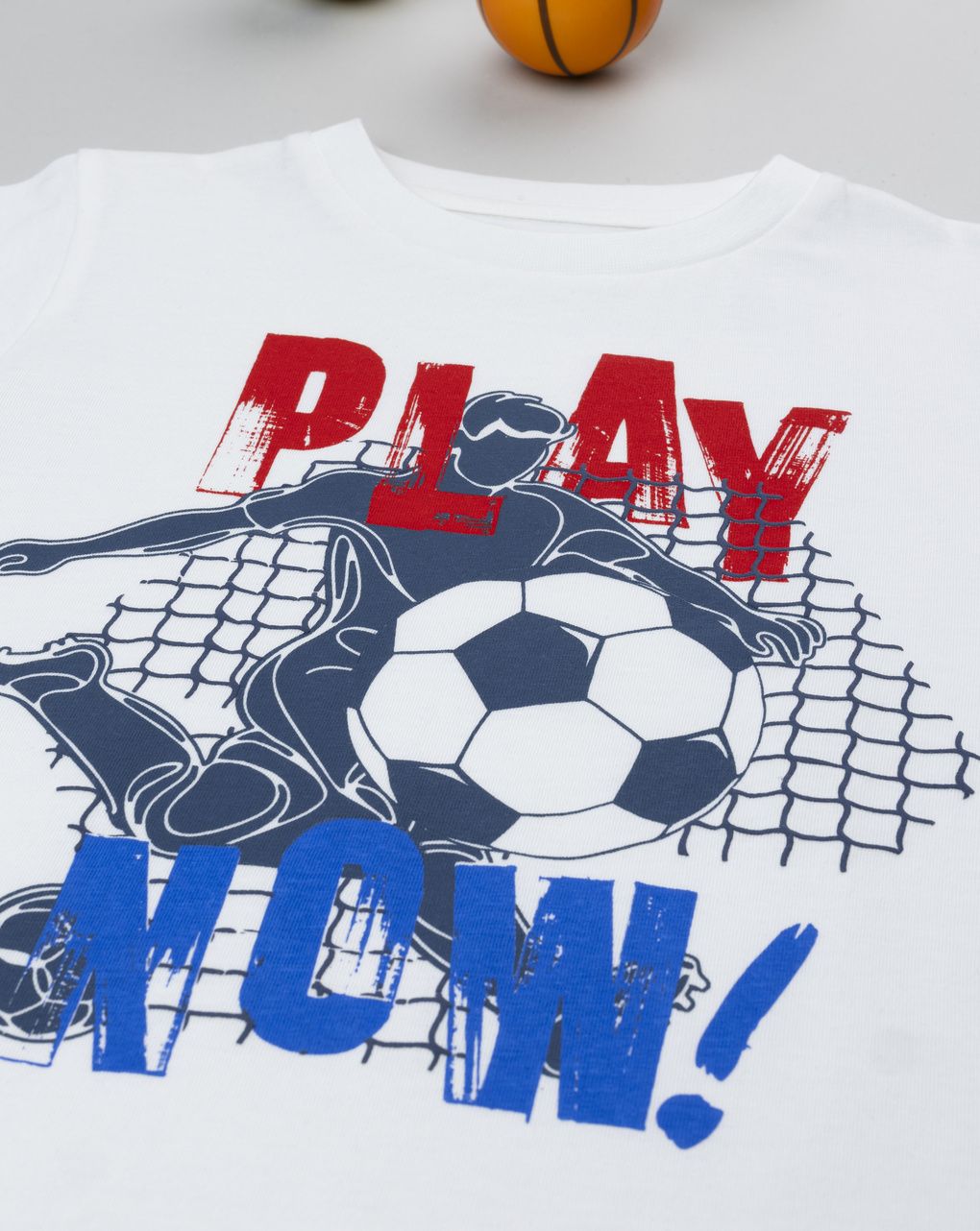 T-shirt bambino bianca stampa soccer
