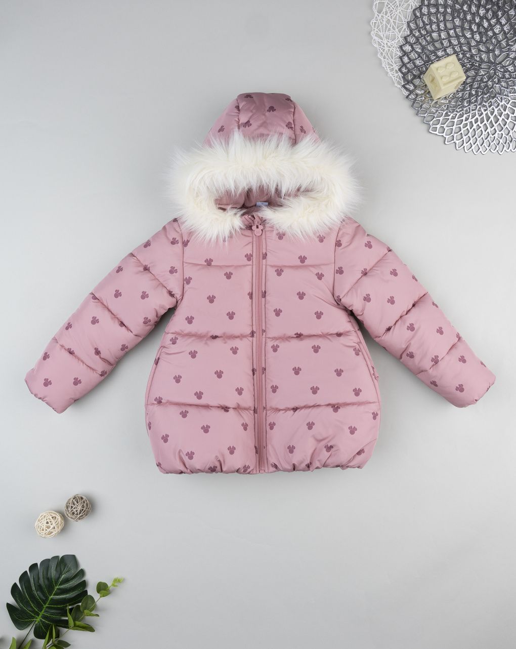 Piumino bimba minnie rosa con pelo