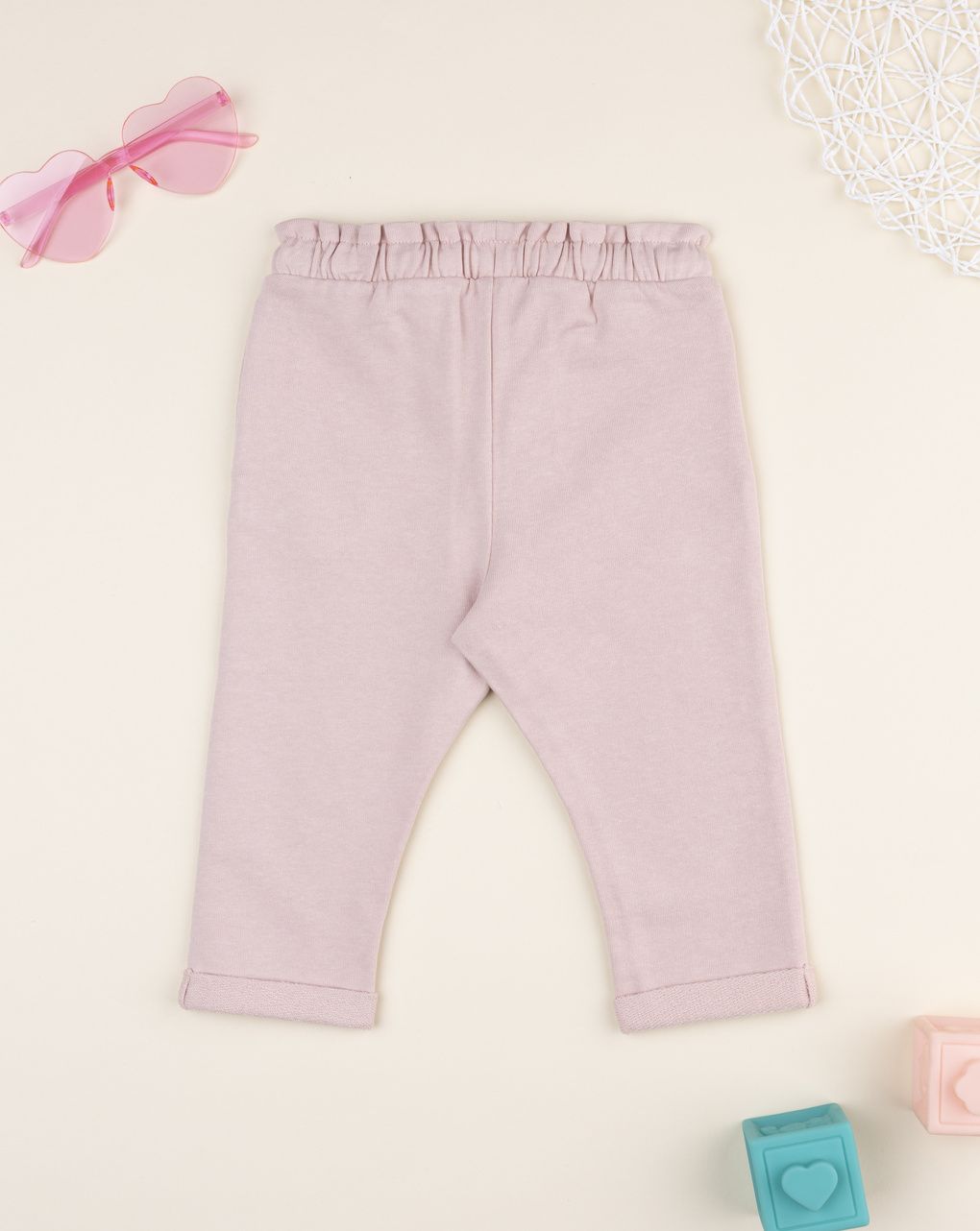 Pantalone bimba rosa vita arricciata