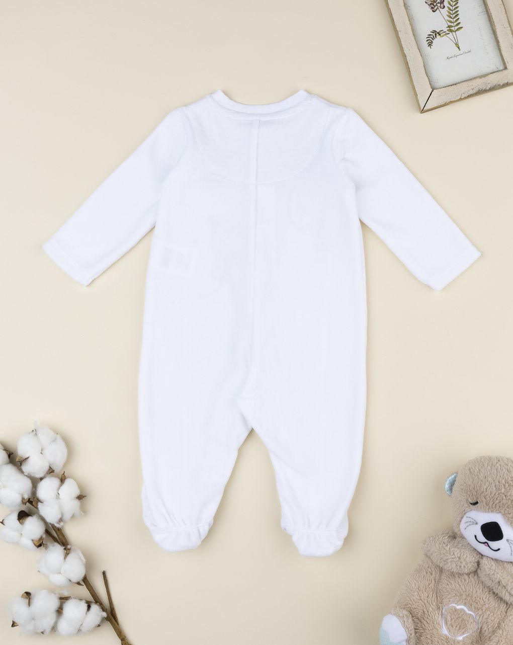 Tutina neonato bianca patch orsetti